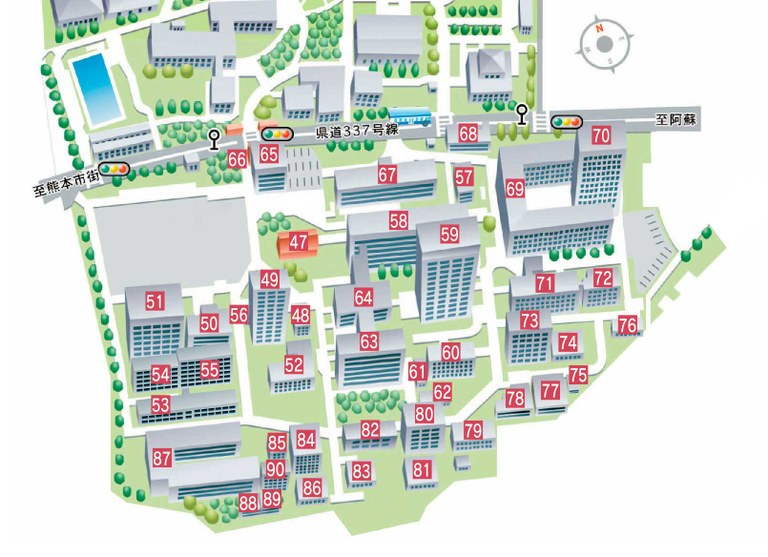 熊本大学 黒髪南地区 キャンパスマップ（クリックで拡大）